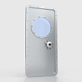 Riveted Metal Hatch Door With Circular Porthole Window And Star Shaped Handle
