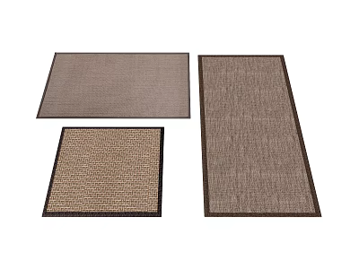 Brown Woven Floor Mats In Different Shapes For Home Decor Use 3d model