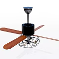 Ceiling Air Conditioner Fan with Wooden Blades Black Motor and Metal Grille Design