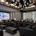 Modern KTV Interior Design With Large LED Screen Leather Sofas And Stylish Lighting 3d model