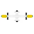 White Frame Kids Seesaw With Yellow Seats Blue Accents And Black Handles