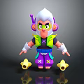 Cartoon Monkey Character With White Hair Green Goggles And Yellow Star Props
