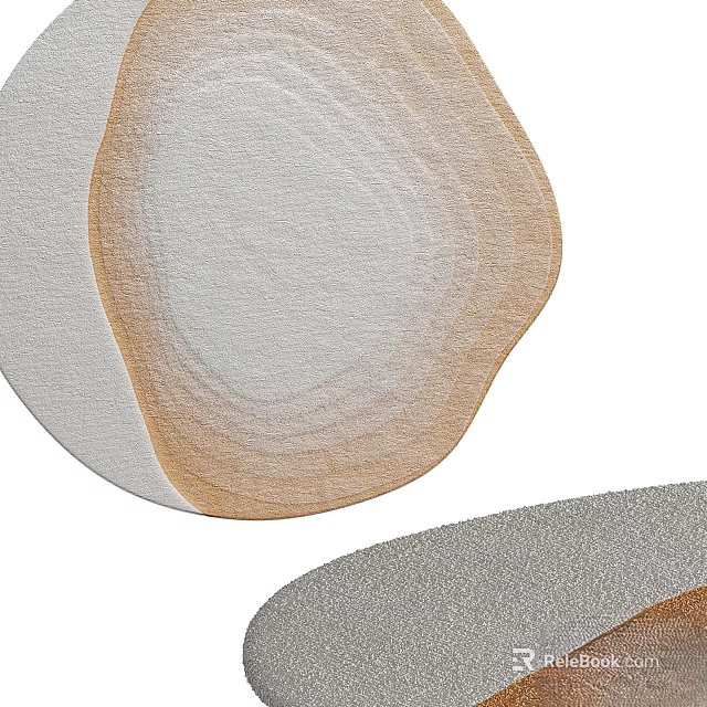 Modern Square Rug Featuring Beige And Gray Circular Gradient Patterns Soft Textured Design 3d model 