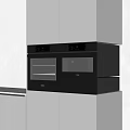 Sleek Modern Built in Black Kitchen Appliances in White Cabinet Design