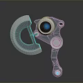 3D Rendered Futuristic Mechanical Weapon with Metallic Circular Design And Blue Glowing Components