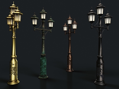 Retro Street Light Steampunk Street Light 3d model