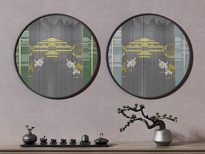 New Chinese Round Frame Painting Decorative Painting model