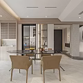 Modern Living Dining Room Interior Design With Sofa Cushions Marble Coffee Table And Wooden Wall