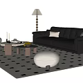 French Middle Style Sofa Coffee Table Combination French Sofa Coffee Table Leather Sofa Living Room Sofa Double Sofa Single Person Sofa Floor Lamp Side Lazy Person Sofa 3d model
