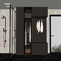 Modern Minimalist Wardrobe Interior With Hanging Clothes Drawers And Storage Design