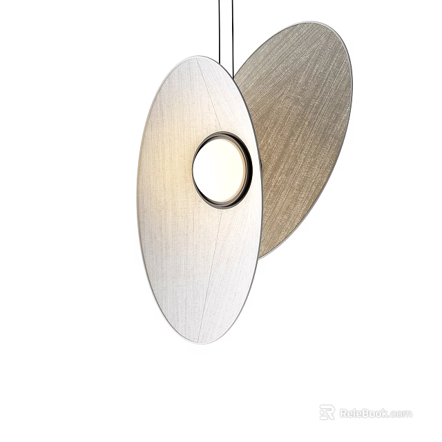 Modern Minimalist Pendant Light with Two Oval Textured Shades and Central Light Source 3d model
