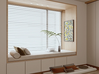 Modern Bay Window Bay Window Cushion Bay Window Cabinet Shutters Decorative Painting 3d model