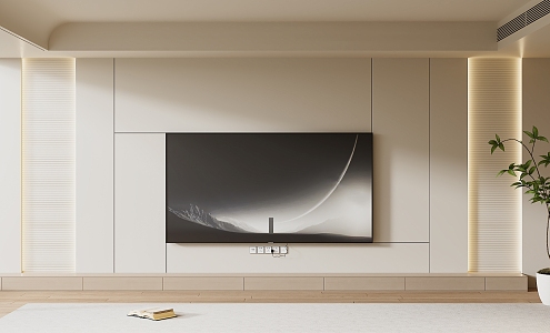 Modern Cream Style TV Background Wall TV Cabinet TV 3d model