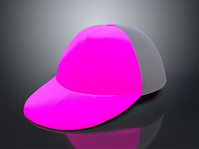 Stylish Neon Pink Baseball Cap With Mesh Back And Smooth Front Design 3d model