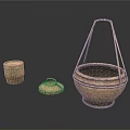 Traditional Woven Bamboo Daily Necessities Containers With Handle And Lid