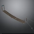 Rustic Bamboo Suspension Bridge With Rope Supports And Wooden Posts