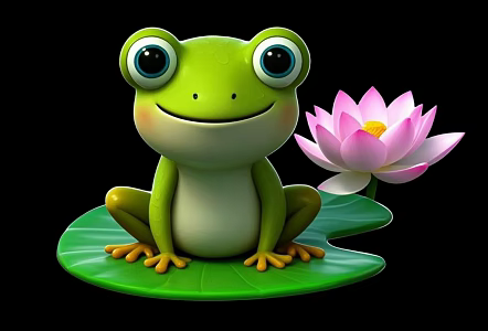 Frog lotus leaf 3d model