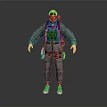 Tactical Character In Gray Outfit With Black Vest Cap And White Sneakers