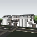 Modern Townhouse Exterior Design With Multiple Floors Balconies And Greenery