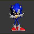 Blue Hedgehog Character Posing With Red Shoes White Gloves And Yellow Eyes