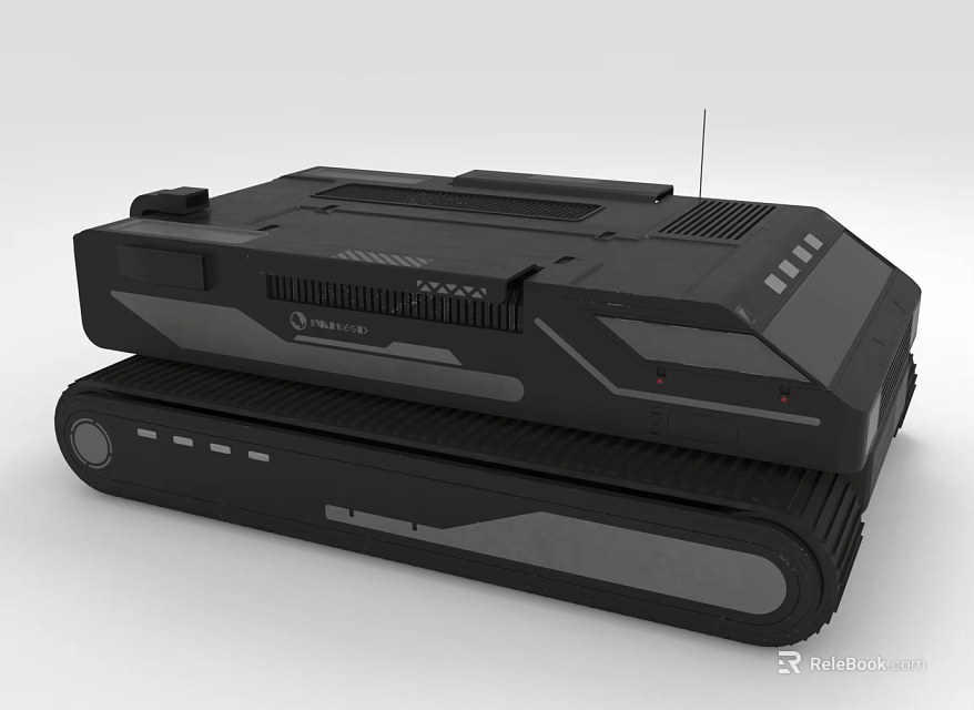 Black Tracked Mechanical Device With Modern Tech Design And Antenna 3d model 