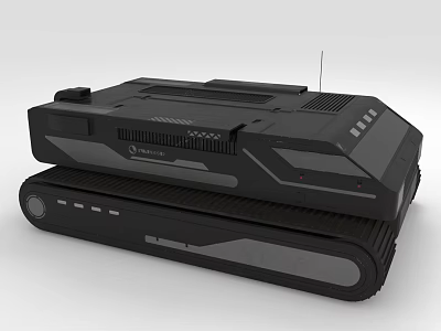 Black Tracked Mechanical Device With Modern Tech Design And Antenna 3d model