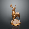 Golden Deer Statue With Polished Base For Home Decorative Ornament