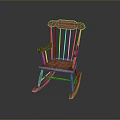 Wooden Rocking Armchair With Classic Design Woven Seat And Rocking Legs