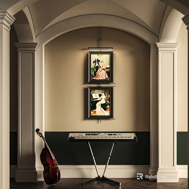 Abstract Paintings As The Key Elements In Elegant Indoor Decor 3d model