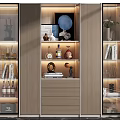Modern Wine Cabinet With Glass Doors LED Lighting And Decorative Storage