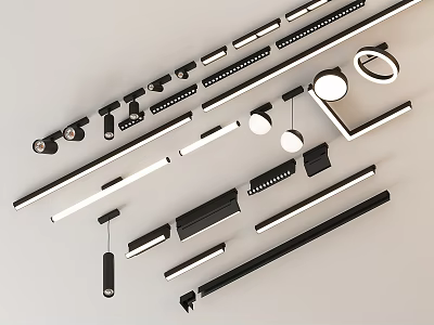 Modern Downlights and Spotlights with Various Styles Sleek Shapes and Black White Finishes 3d model