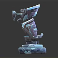 Artistic Sculpture Carving With Ice Blue White Geometric Design And Layered Square Base