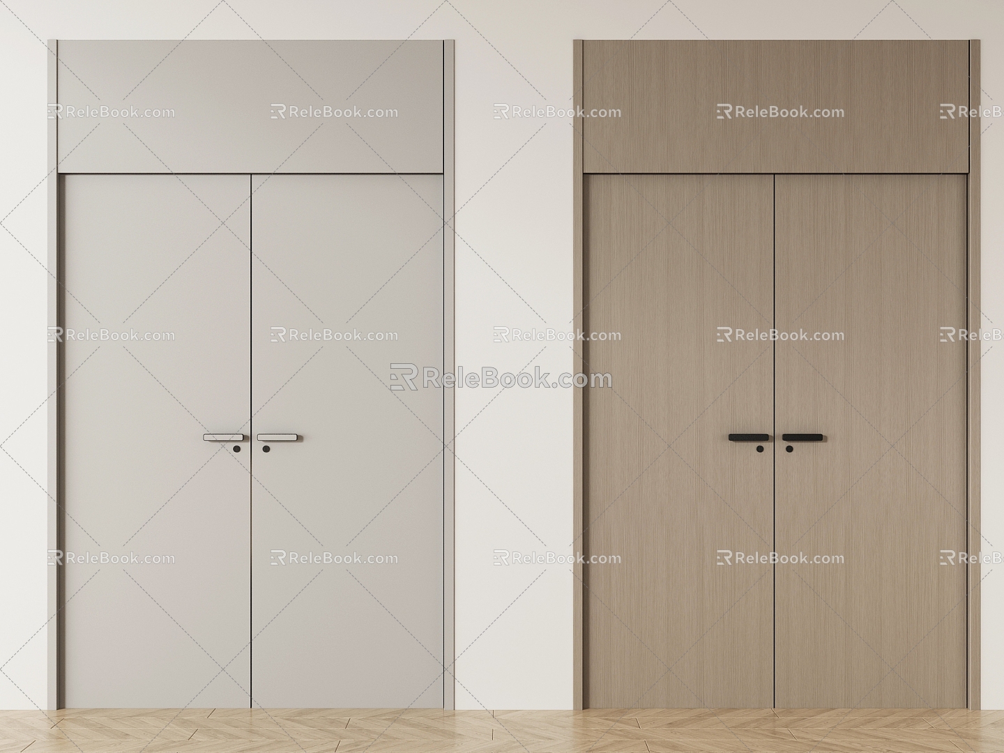 Modern double door double door combination 3d model