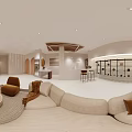Modern Minimalist Clothing Store Interior With Beige Tones Sofa Stools Display Shelves And Wooden Accents