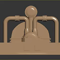 3D Rendered Industrial Equipment Model With Copper Cylindrical Tanks And Connecting Pipes On Black Base