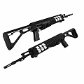 Two Black Sniper Rifles With Scopes And Tactical Accessories Showcase 3d model