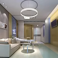 Modern Living Room Interior With Sofa Coffee Table TV Wall And Pendant Light