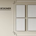 Designer Photo Wall With Four Square Frames And Decorative Borders 3d model