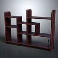 Dark Brown Wooden Open Bookcase With Multiple Shelves And Cubbyholes 3d model
