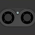 Compact Stereo Audio Speaker With Dual Drivers Brown Casing Blue Top Panel And Circular Button