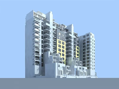 Modern High Rise Residential Building With Balconies And Contemporary Exterior Design 3d model