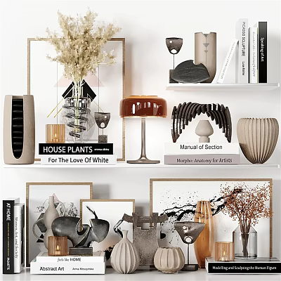 Home Decorative Ornament Sets With Vases Sculptures Books And Artworks 3d model
