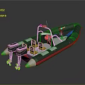 Black Inflatable Boat with Dual Engines Seats and Console as Water Transport Vehicle