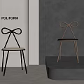 Poliform Modern Leisure Chairs With Bow Shaped Backrest Black Gold Metal Frames