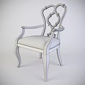 Elegant Vintage Armchair With Wooden Frame Light Fabric Upholstered Seat And Decorative Backrest