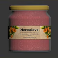 Citrus Fruit Jam In Red Jar With Yellow Lid And Fruit Illustrated Label