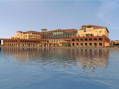 Luxurious Detached Villa With Waterfront View Reflection And Modern Architectural Design 3d model