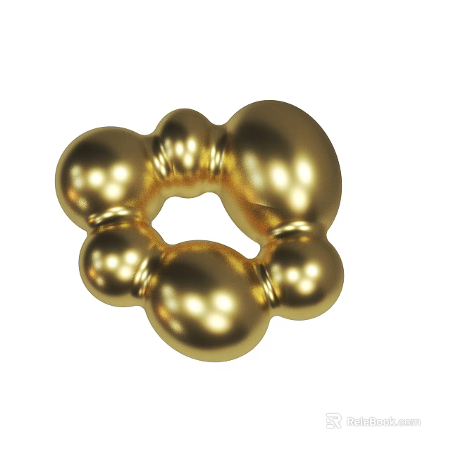 Golden Flower Shaped Decorative Ring With Spherical Protrusions Ornamental Design 3d model 