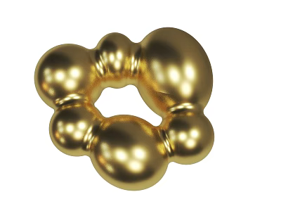 Golden Flower Shaped Decorative Ring With Spherical Protrusions Ornamental Design 3d model
