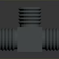 Gray Three Way Pipe Fitting With Threaded Connections And Square Body 3d model